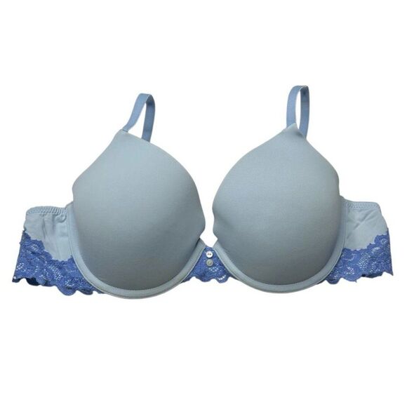 Aerie Soft Blue Molded Cup Bra 34C Lace Detail - Picture 1 of 6